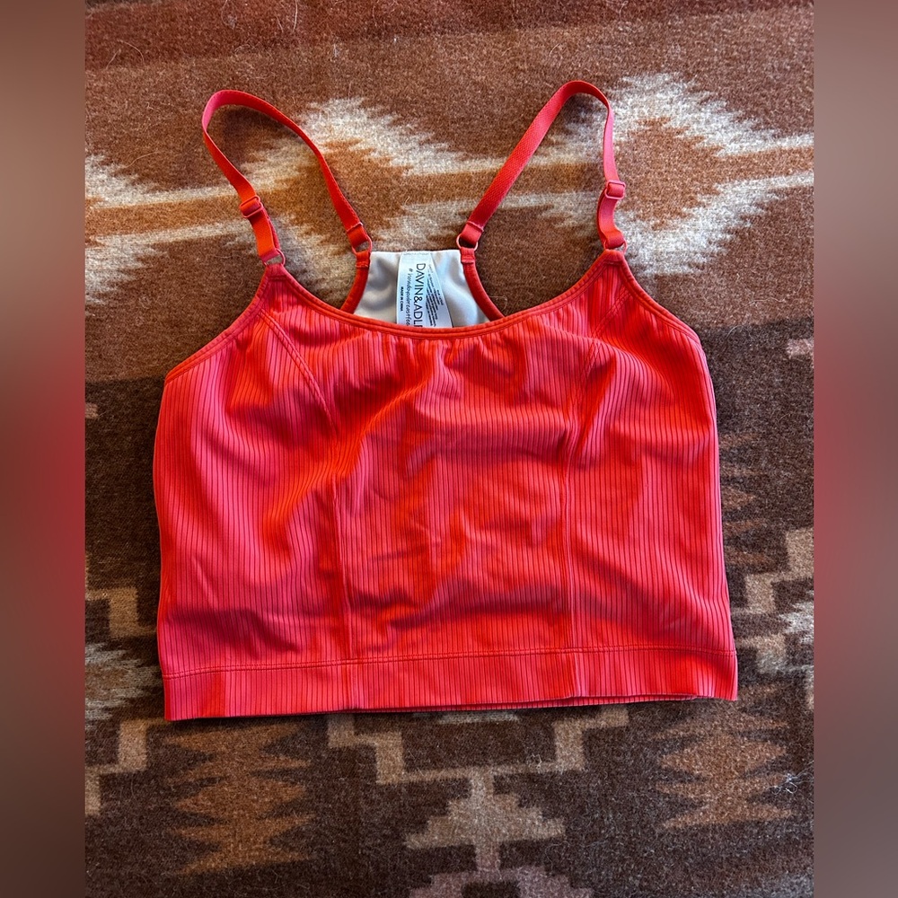 Davin and Adley Pumping Red/Coral Ribbed Bralette Tank Size L